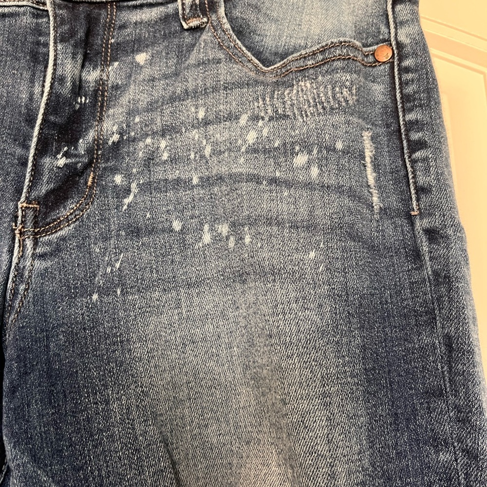 Judy Blue Destroyed Bleach Splatter Boyfriend Skinny Jeans Size 11 - Picture 4 of 16